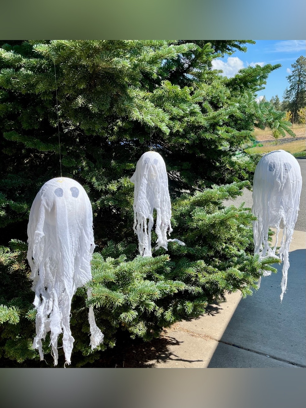 Pottery Barn White Hanging Ghost 👻 Trio Rare Discontinued 3 Sizes Halloween 🎃
